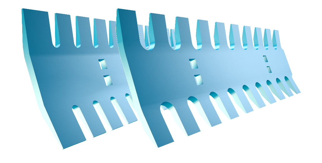 Serrated ice edges curved